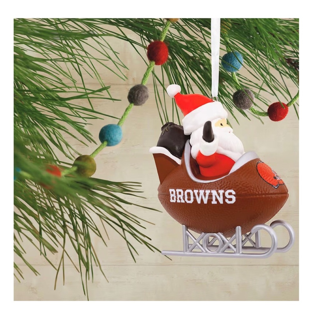 Hallmark NFL “Cleveland Browns” Santa’s Football Sled Christmas Ornament (NWT) - Picture 5 of 13